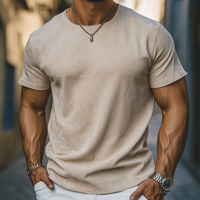 Esteban | Men'S Spring And Summer Casual Thin Suede Round Neck Short Sleeve T-Shirt