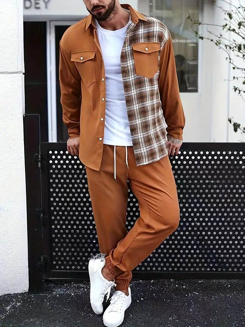 Alberto® | Casual Set Of Checked Shirt And Trousers With Buttons