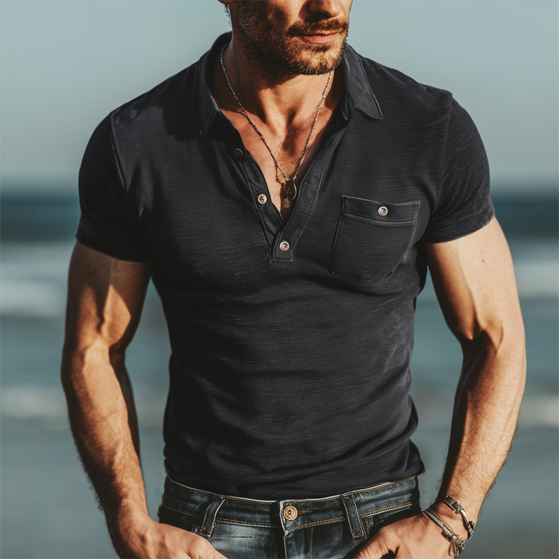 Albert | Men'S Business Knitted Slim Fit Polo Neck Short Sleeve T-Shirt