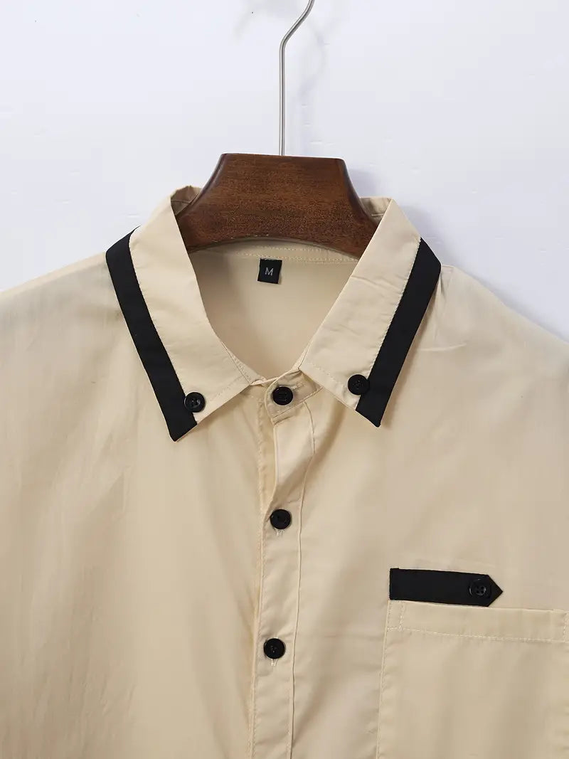 David® | Color Block Long Sleeve Shirt For Men