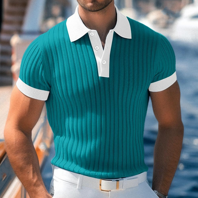 Renato | Men'S Casual Breathable Contrast Color Lapel Slim Fit Knitted Short-Sleeved Polo Shirt