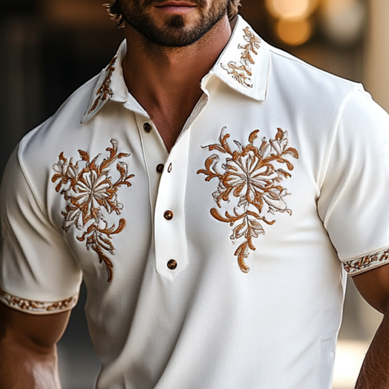 Paul | Men'S Western Style Embroidered Short Sleeve Polo Shirt