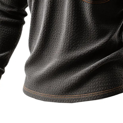 Amaru® | Men's Retro Western Cowboy Style Stitching Faux Suede Lapel Long Sleeve Polo Shirt MTA0907J5X