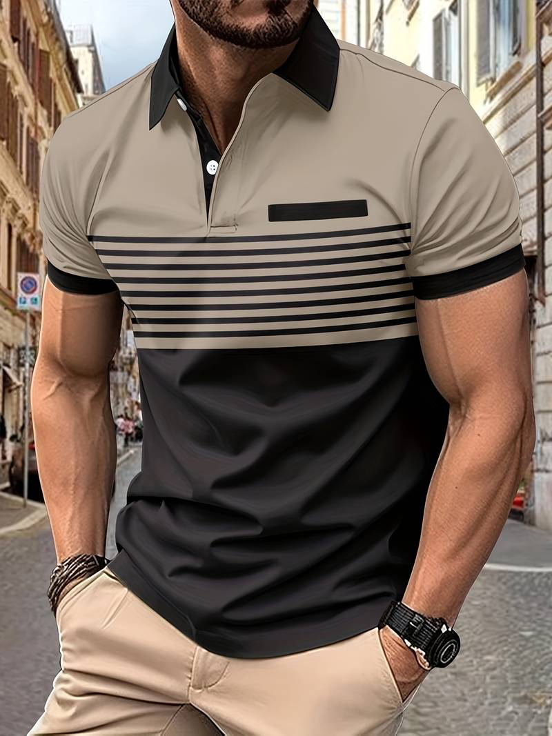 Lucie® | Casual Short Sleeve Stripe Polo Shirt For Men