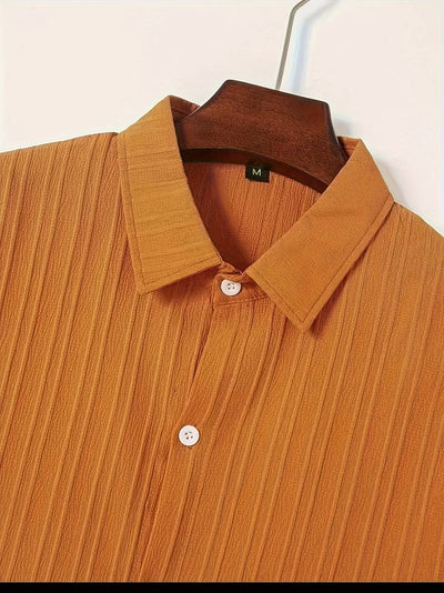 Yago® | Ribbed Short-Sleeved Blouse With Button Placket