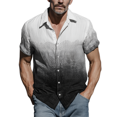 Yancy | Men'S Spring And Summer Fashion Casual Cotton Blended Art Print Gradient Short Sleeve Shirt