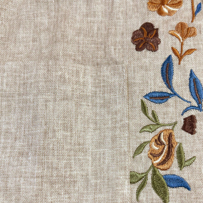 Men's Casual Linen Embroidered Stand Collar Single Breasted Slim Fit Jacket