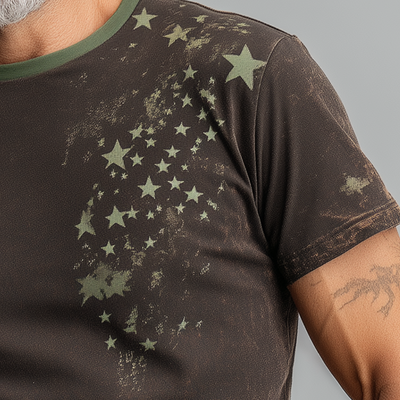 Sheldon | Men'S Summer Fashion Star Print Distressed Cotton Blend Short-Sleeved T-Shirt
