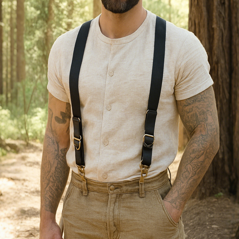 Alex | Men'S Retro Casual Cotton And Linen Collarless Short Sleeve Shirt