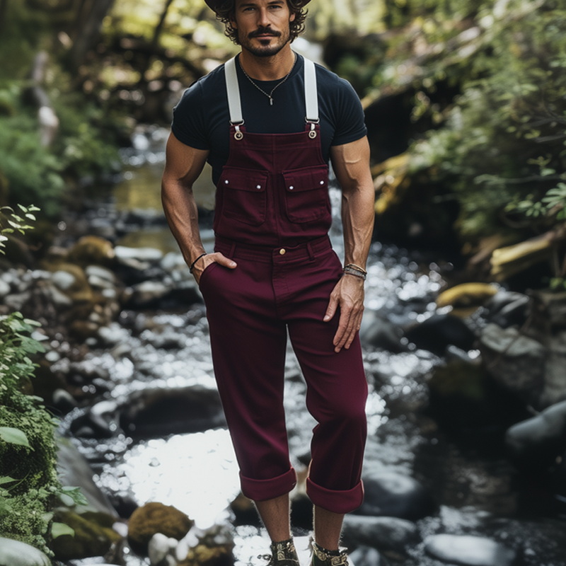Pascual | Men'S Spring And Autumn Retro Multi-Pocket Overalls