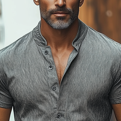 Zackary | Men'S Casual Cotton Blend Stand Collar Short-Sleeved T-Shirt