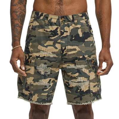 Warren | Men'S Spring And Summer Classic Casual Camouflage Cotton Blended Raw Edge Multi-Pocket Cargo Shorts