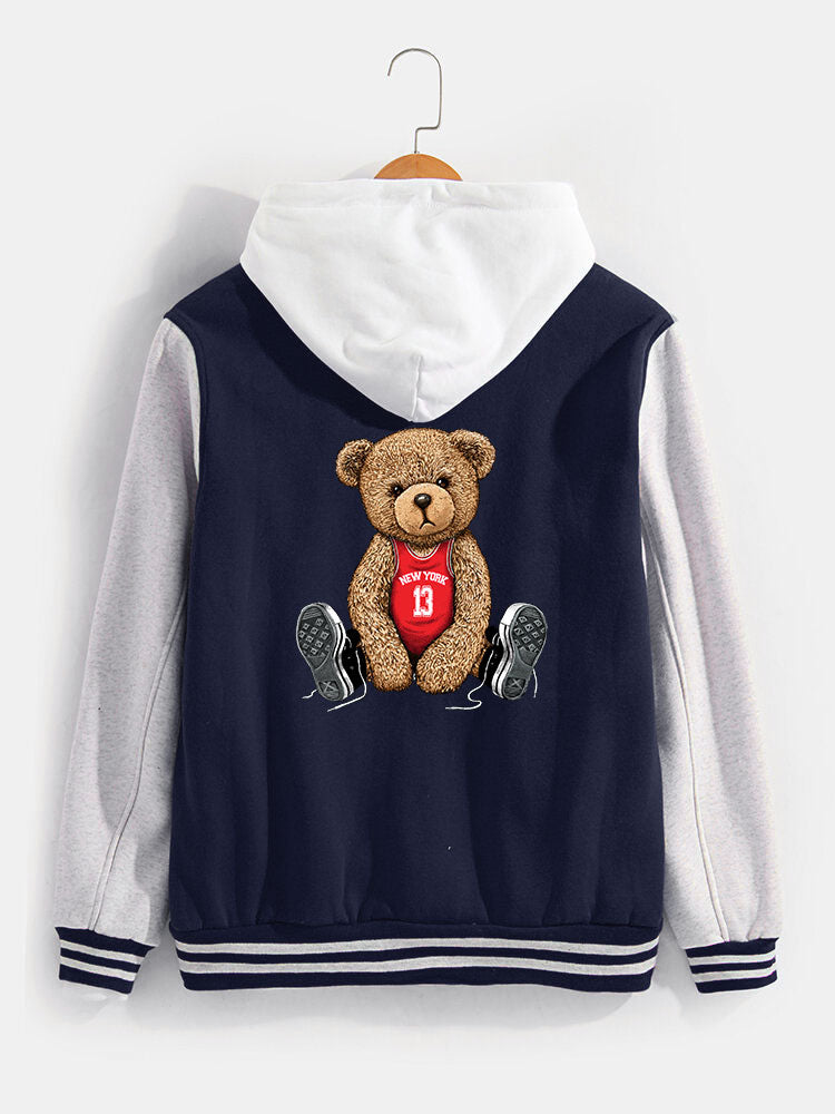 Jorge | New York Bear Print Baseball Jacket
