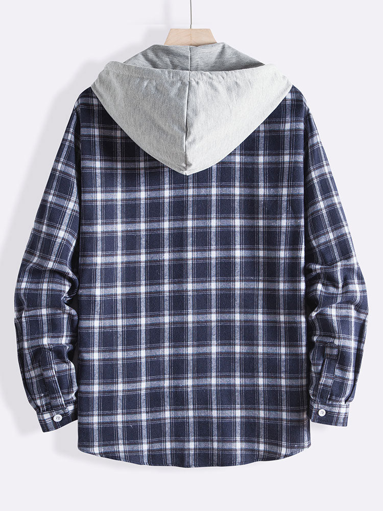 Algirdas® | Plaid Drawstring Hooded Shirt