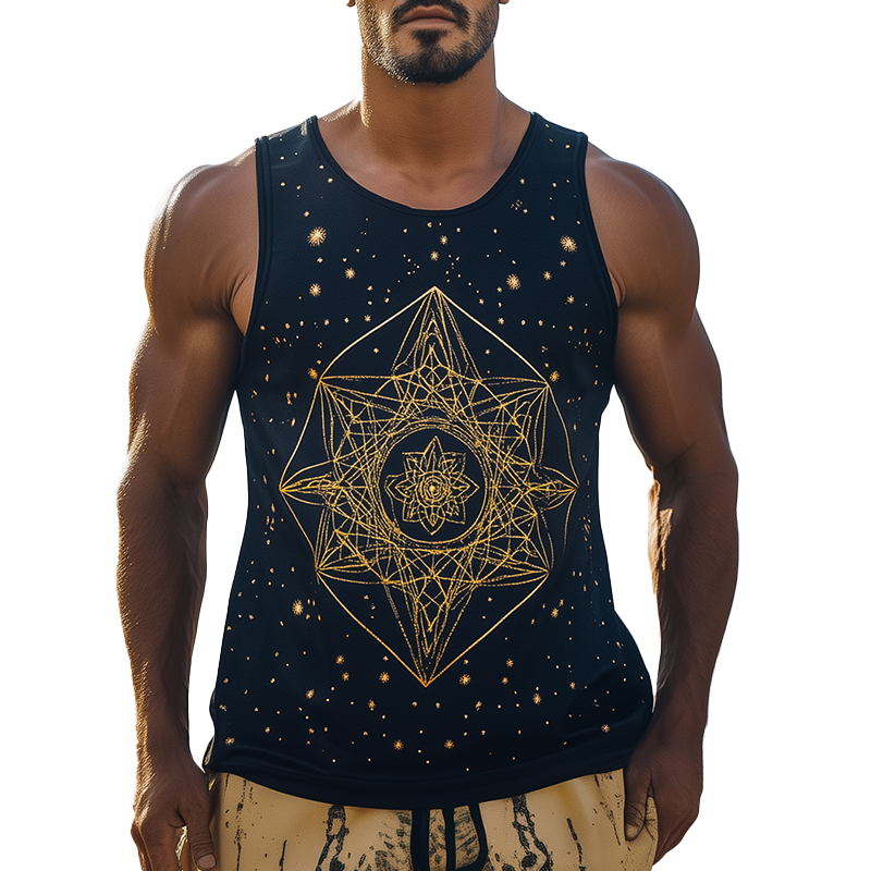 Dwight | Men'S Summer Fashion Geometric Print Polyester Blend Tank Top