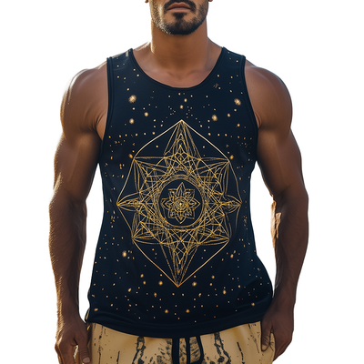 Dwight | Men'S Summer Fashion Geometric Print Polyester Blend Tank Top