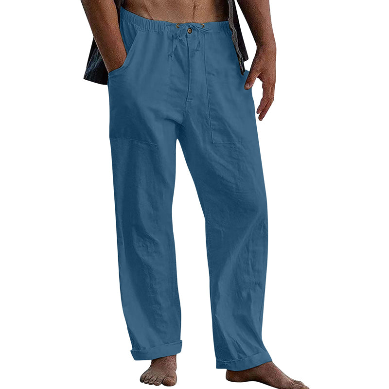 Men's Casal Solid Color Cotn Linen Pants