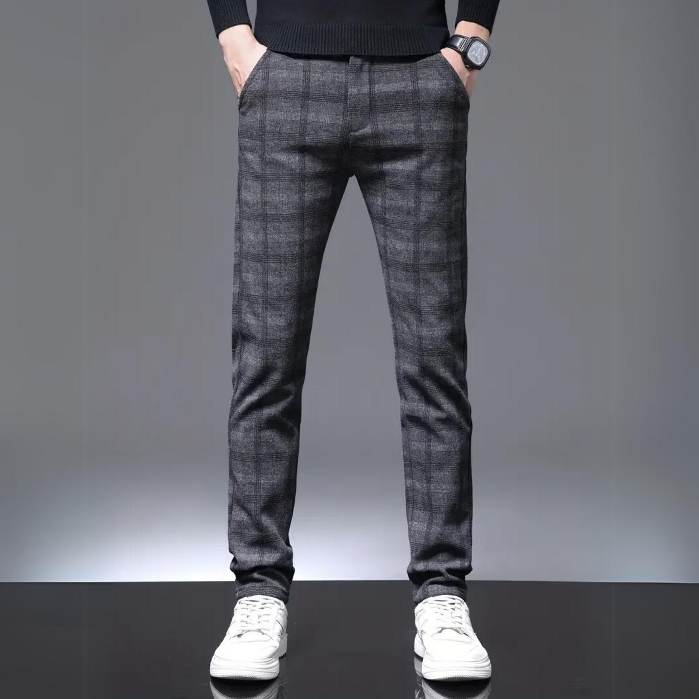 Plinio® | Karo Wool-Hose Gray