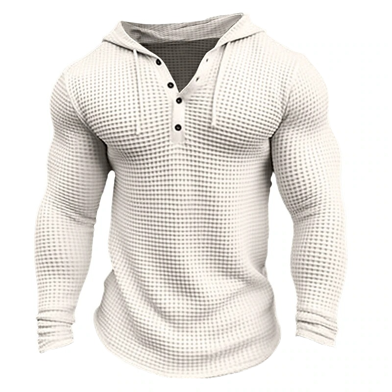 Beston® | Men's Solid Waffle Long Sleeve Casual Hoodie 80077688Z