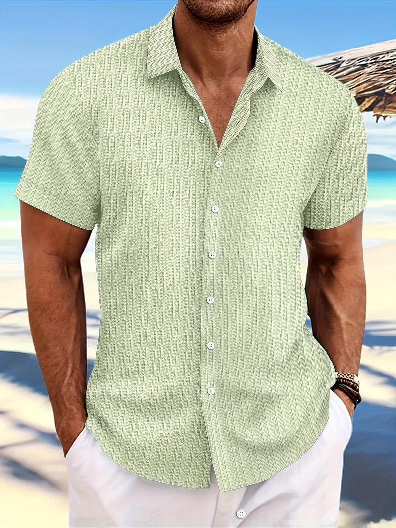 Leocadio® | Casual, Breathable, Short-Sleeved Shirt With A Loose Striped Pattern