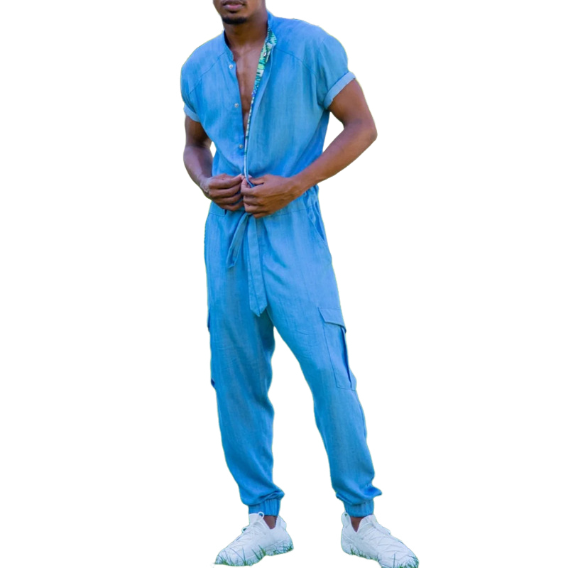 Earl | Men'S Casual Round Neck Short-Sleeved Trousers Loose Jumpsuit