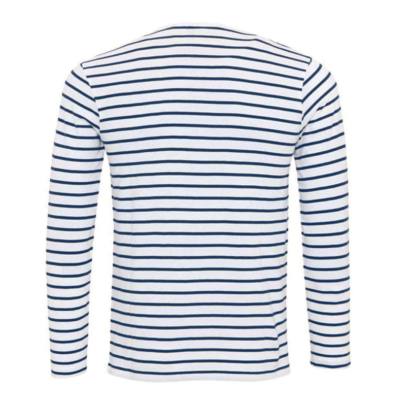 Men's Striped Henley Collar Long Sleeve Casal T-shirt