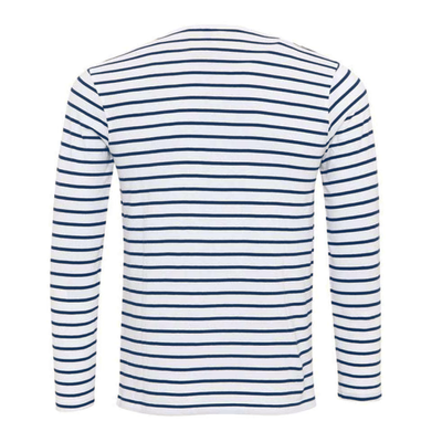 Men's Striped Henley Collar Long Sleeve Casal T-shirt
