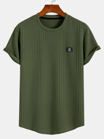 Daryl® | Short Sleeve Geometric Jacquard Arc Hem T-Shirt