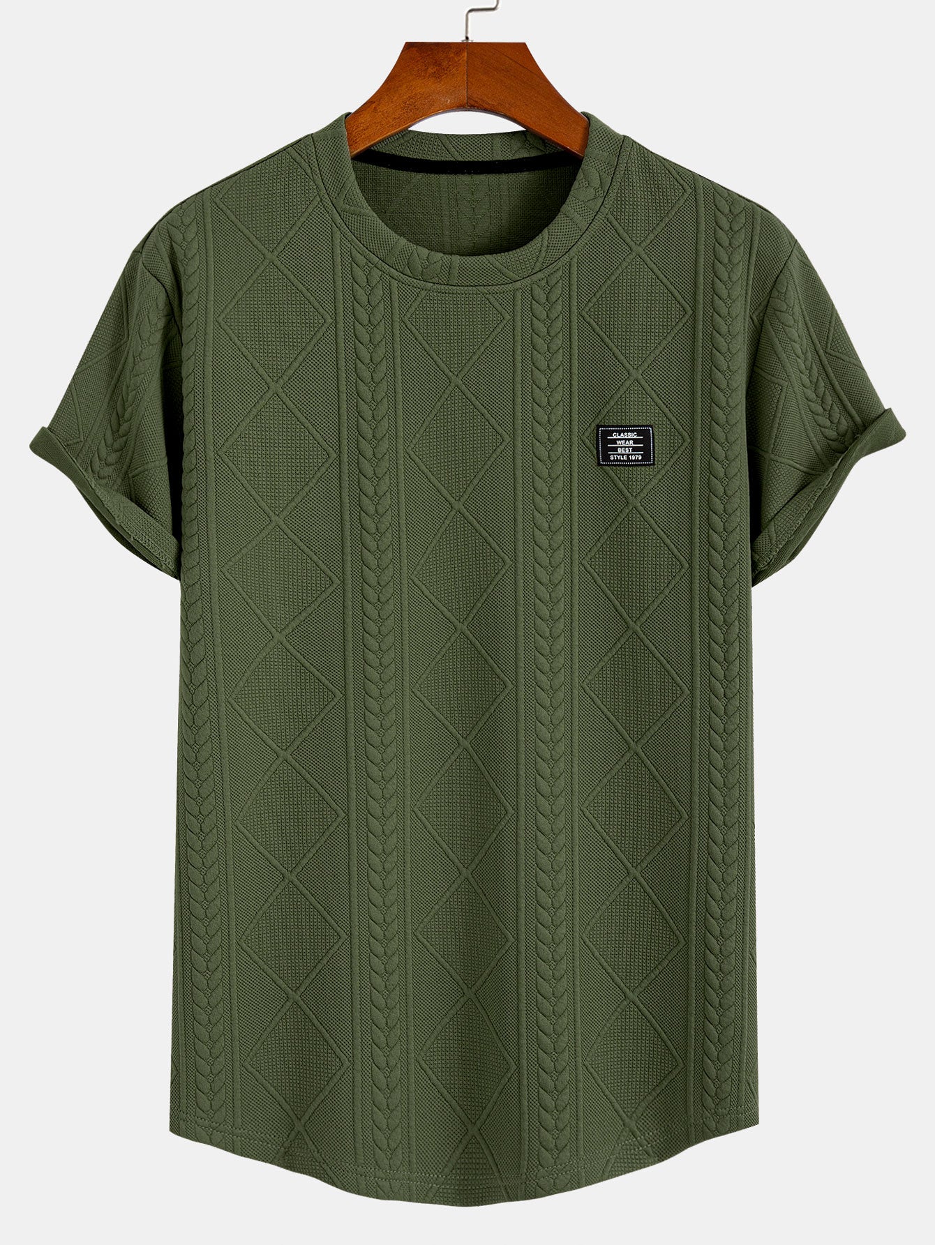 Donovan® | Short Sleeve Geometric Jacquard Arc Hem T-Shirt