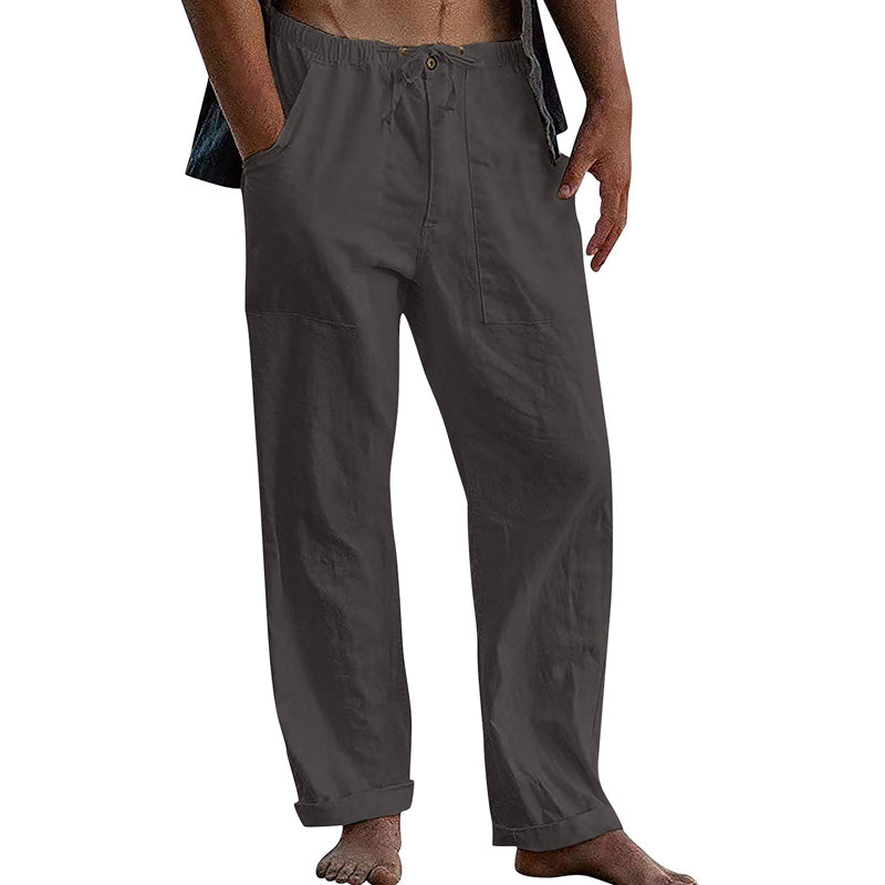Men's Casal Solid Color Cotn Linen Pants