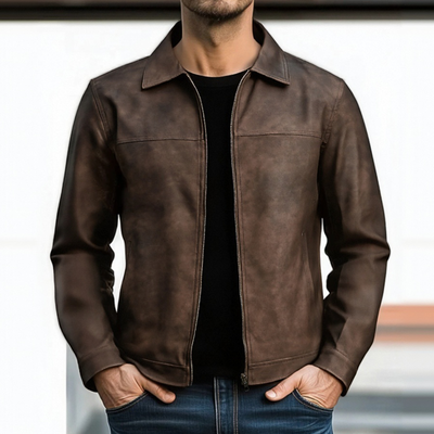 Men's Classic Fashionipper P Leather Jacket