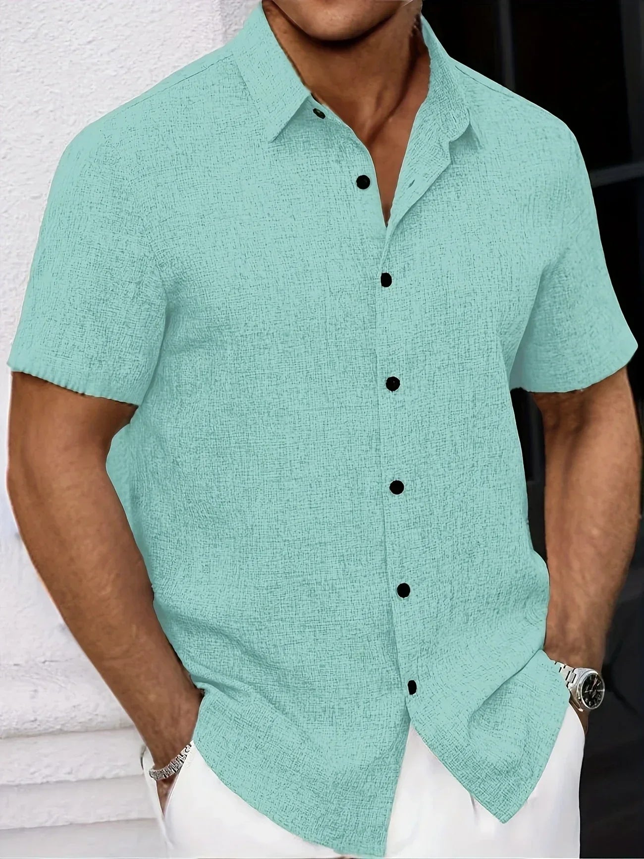 Pax | Lightweight short-sleeved linen blend shirt