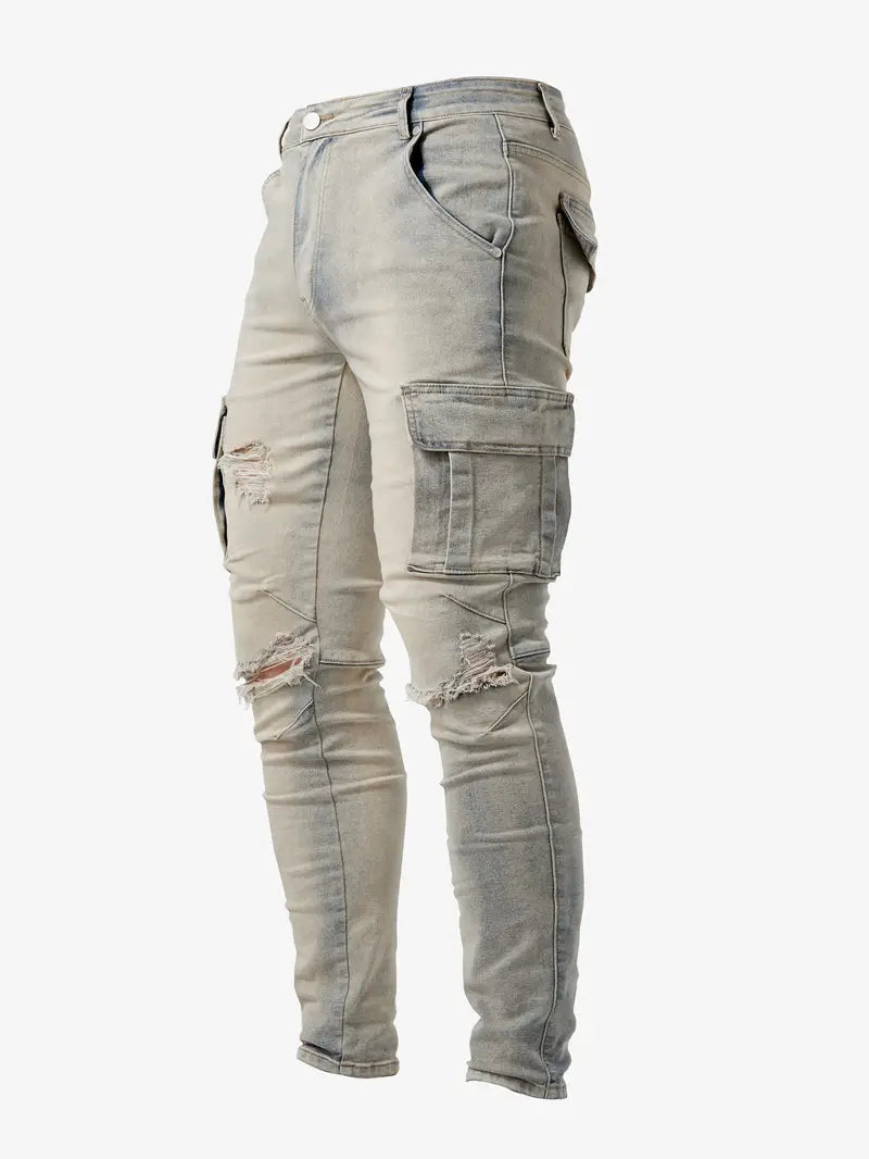Marcial® | Slim Fit Denim Cargo Pants For Men