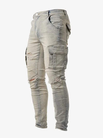 Marcial® | Slim Fit Denim Cargo Pants For Men