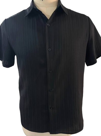 Lafayette® | Ribbed Short-Sleeved Blouse With Button Placket