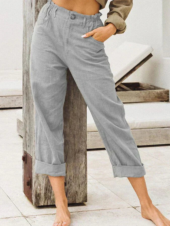 Teodoro® | Stylish Linen Trousers With Rolled Hem Comfort & Trend