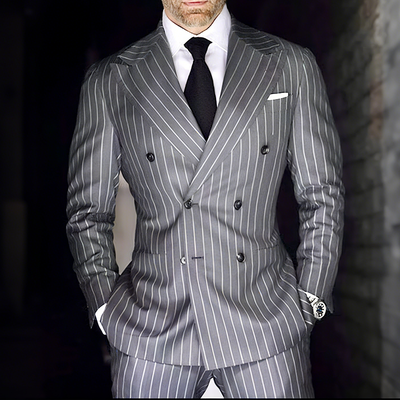 Arthur | Men'S Retro Casual Stripe Print Double Breasted Blazer