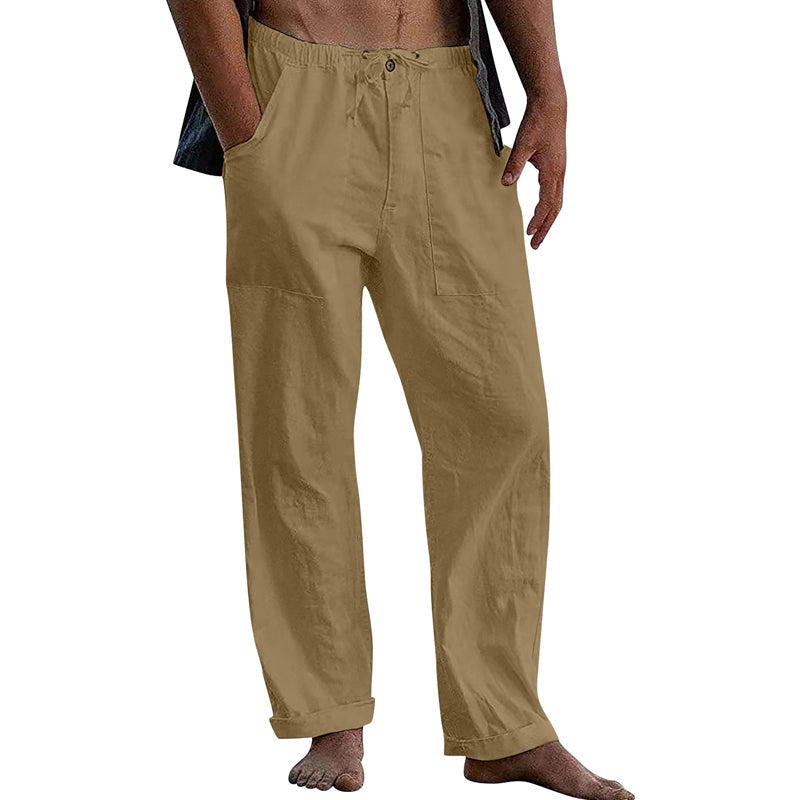 Men's Casal Solid Color Cotn Linen Pants
