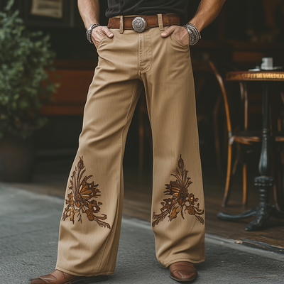 Mitch | Men'S Western Cowboy Style Embroidered Loose Jeans