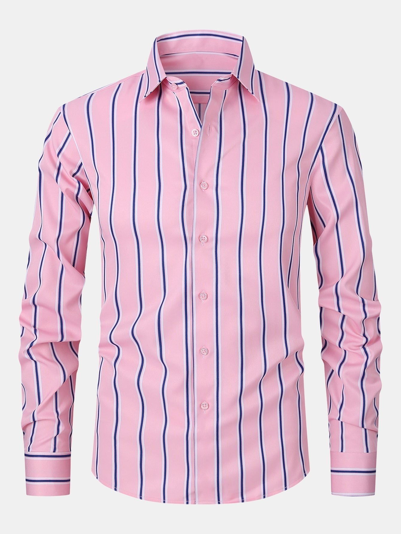 Leoncio® | Long Sleeve Stripe Button Up Shirt