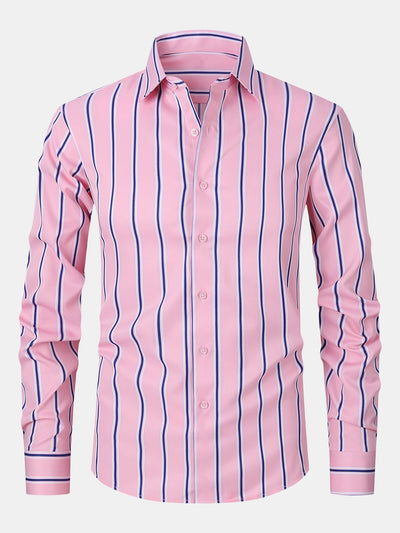 Leoncio® | Long Sleeve Stripe Button Up Shirt