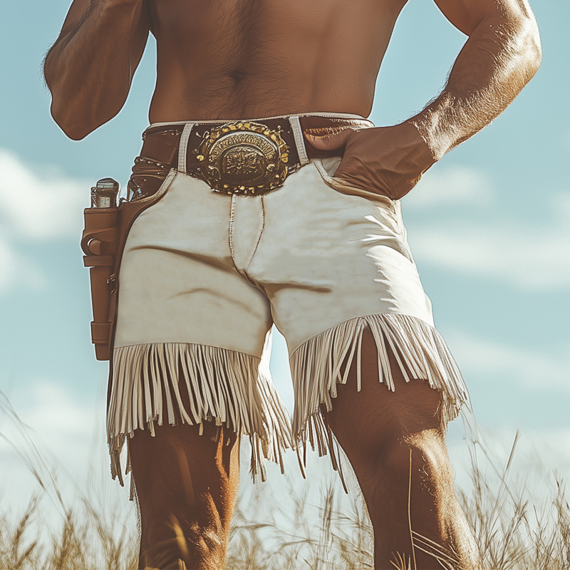 Men's Smmer Western DeniStyle Fringe Shorts