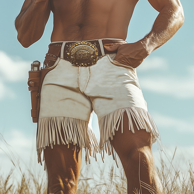 Men's Smmer Western DeniStyle Fringe Shorts
