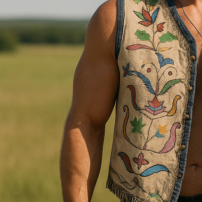 Lawrence | Men'S Summer Fashion Embroidered Faux Suede Tassel Sleeveless Vest