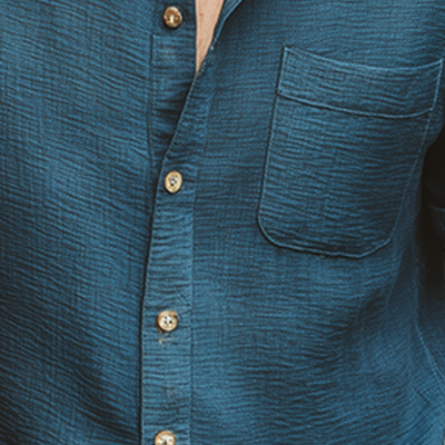 Stacy | Men'S Summer Fashion Wave Texture Cotton Blended Short Sleeve Shirt