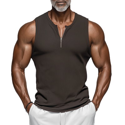 Raul | Men'S Summer Fashion Striped Textured Cotton Blend Sleeveless Tank Top