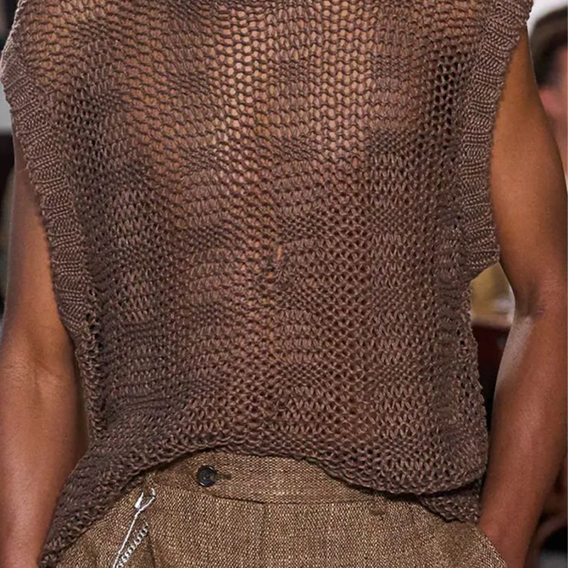 Myles | Men'S Spring And Summer Fashion Casual Slightly Transparent Sexy Round Neck Knitted Tank Top