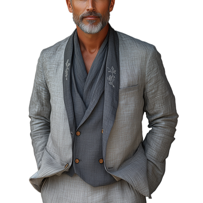 Jon | Men'S Summer Fashion Light Linen Embroidered Suit Jacket