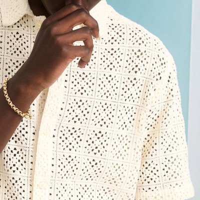 Teodoro | Men'S Casual Loose Hole Knit Short-Sleeved Shirt
