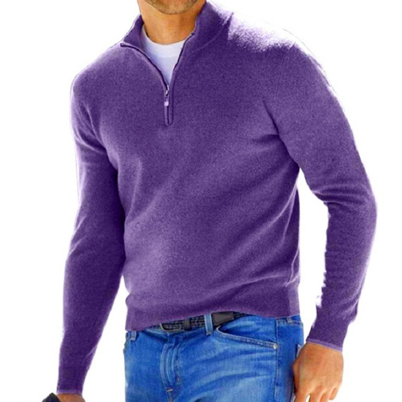 Men's Solid Colorip Pllover Sweater